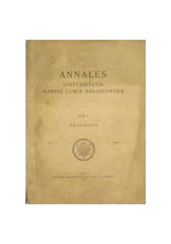 Annales Universitatis Mariae Curie Skłodowska