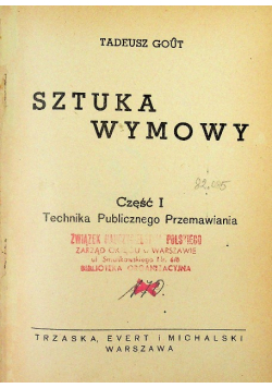 Sztuka wymowy Część 1, 1926 r.