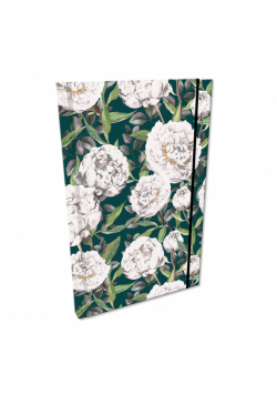 Notes A5 kratka z gumką Soft Touch Peonie w zieleni
