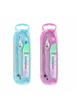 Cyrkiel plastikowy pastel z grafitami w etui MIX