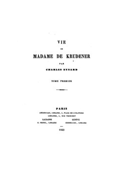 Vie de Madame de krudener, tom I, 1849r.