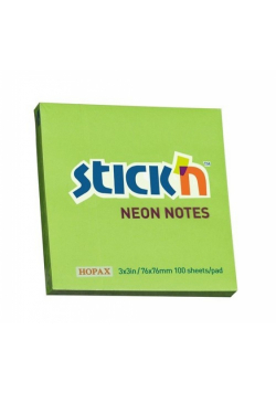 Notes samoprzylepny 76x76mm zielony neonowy 12 sztuk