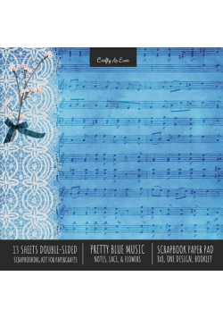 Pretty Blue Music Scrapbook Paper Pad 8x8 Decorative Scrapbooking Kit for Cardmaking Gifts, DIY Crafts, Printmaking, Papercrafts, Notes Lace Flowers Designer Paper