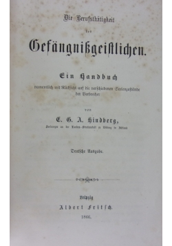 Die Berufsthatigkeit des Gesangnissgeistlichen. 1866 r.