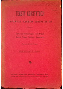 Teksty konstytucji typowych państw europejskich, 1905 r.