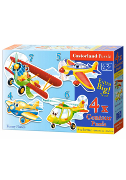 4x1 Puzzle Konturowe Funny-Planes / B-04447