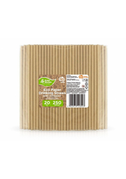 Rurki słomki papierowe brązowe 6x200mm 250szt