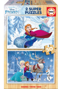 Drewniane puzzle Kraina Lodu 2x50 elementów