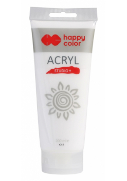 Farba akrylowa Studio 200 ml biel cynkowa Happy Color
