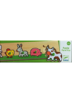 Puzzle drewniane z uchwytami Farma