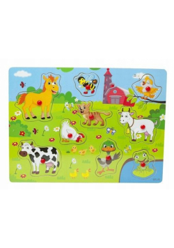Puzzle drewniane z uchwytami wiejskie zwierzęta