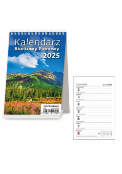 Kalendarz 2025 biurkowy pionowy tygodniowy