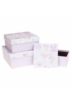 Pudełko prezentowe z kokardą 3szt pastel ROZETTE