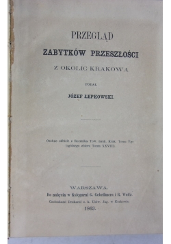 Przegląd zabytków przeszłości, 1863 r.