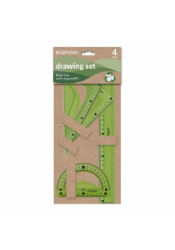 Zestaw geometryczny z linijką 30cm, recyklingu 4el