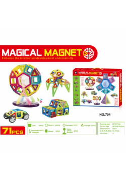 Kolorowe klocki magnetyczne Magical Magnet 71 sztuk