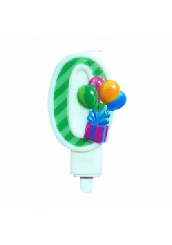 Świeczka urodzinowa 0 z balonami