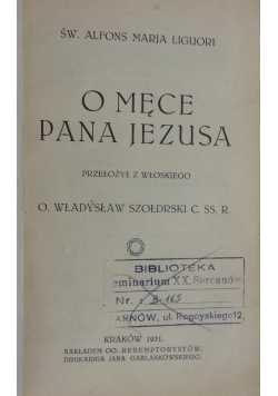 O męce Pana Jezusa, 1931 r.
