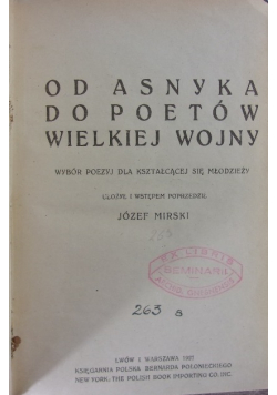 Od Asnyka do poetów wielkiej wojny, 1921 r.