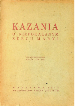 Kazania O Niepokalanym Sercu Maryi 1946 r.