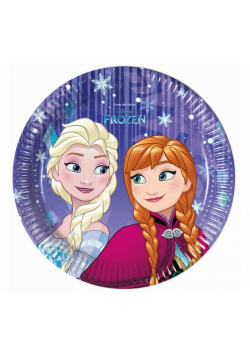 Talerzyki papierowe Frozen Snowflakes, 20 cm, 8 sztuk