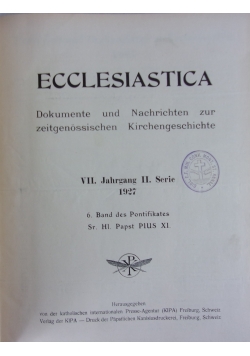 Ecclesiastica ,1927r.