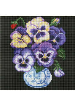Diamentowa mozaika bez ramy - Bratki 30x30cm