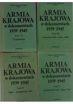 Armia Krajowa w dokumentach 1939 - 1945, tom III - VI