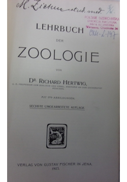 Lehrbuch der Zoologie,1903r