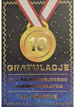 Karnet Urodziny 18 medal męskie