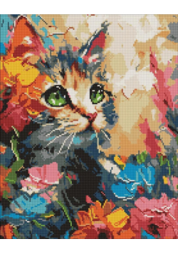 Diamentowa mozaika - Puszysty kot 40x50cm