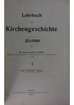 Lehrbuch der Kirchengeschichte, 1908 r.