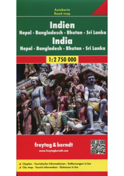 Indie Nepal Bangladesz Bhutan Mapa 1:2 750 000