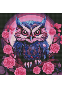 Diamentowa mozaika - Fioletowa sowa 40x40cm