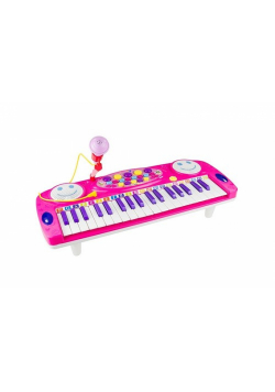 Organy keyboard z mikrofonem na nóżkach różowe