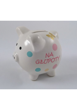 Skarbonka świnka z grafiką motyli Na głupoty