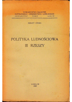 Polityka Ludnościowa III Rzeszy 1939 r.