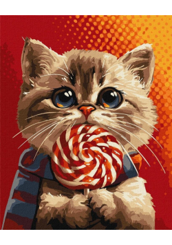 Malowanie po numerach - Kot z cukierkami 40x50cm