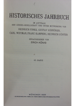 Historisches Jahrbuch. 45 Band, 1925 r.