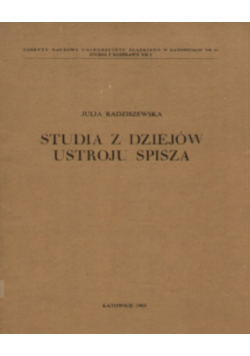 Studia z dziejów ustroju Spisza