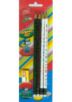 Zestaw szkolny Easy school 4 ołówki + temperówka