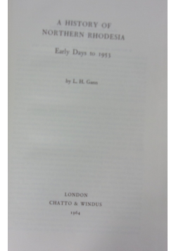 A history of Northern Rhodesia