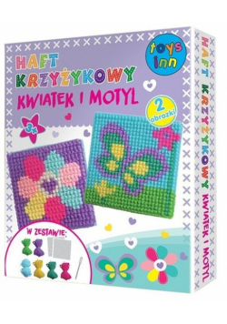 Haft krzyżykowy 2 obrazki Kwiatek i motyl