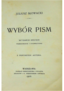 Słowacki wybór pism Reprint z 1906 r. Miniatura
