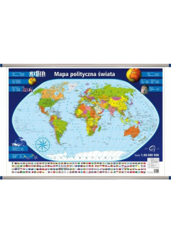 Świat polityczny mapa ścienna 1: 40 000 000