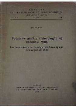 Podstawy analizy metodologicznej kanonów Milla, 1948 r.