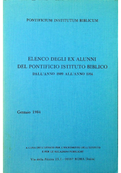 Pontificium Institutum Biblicum - Elenco degli ex alunni del pontificio istituto