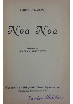Noa Noa  , 1925 r.