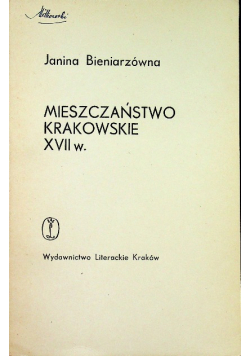 Mieszczaństwo krakowskie XVII w.