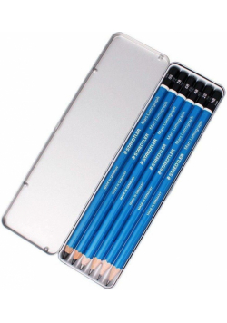 Ołówek sześciokątny Staedtler Mars Lumograph 6 sztuk, 6 grubości, w metalowym opakowaniu